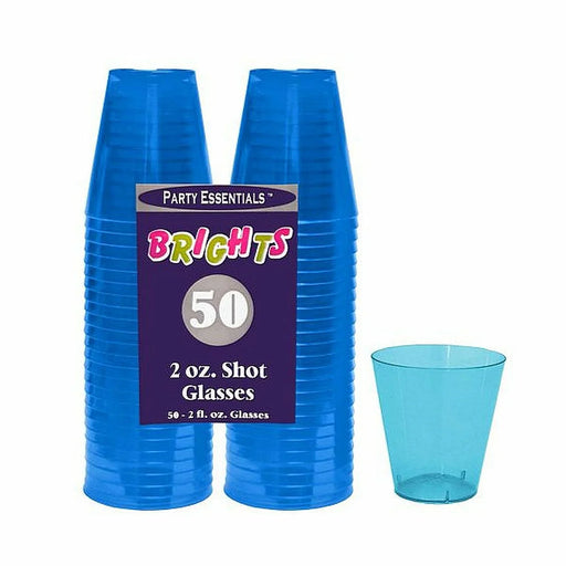 Brights Neon Plastic Shot Glasses Blue | 50ct - Zurchers