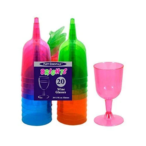 Brights Neon Plastic Wine Glasses 5.5oz | 20ct - Zurchers