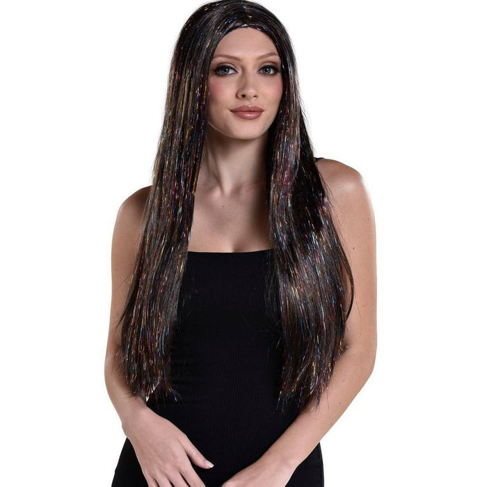 Brunette & Iridescent Tinsel Long Straight Wig, 30in | 1 ct - Zurchers