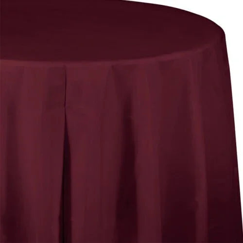 Burgandy Round Plastic Table Cover 82" | 1 ct - Zurchers