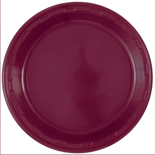 Burgundy Plastic Plate 10in | 50ct