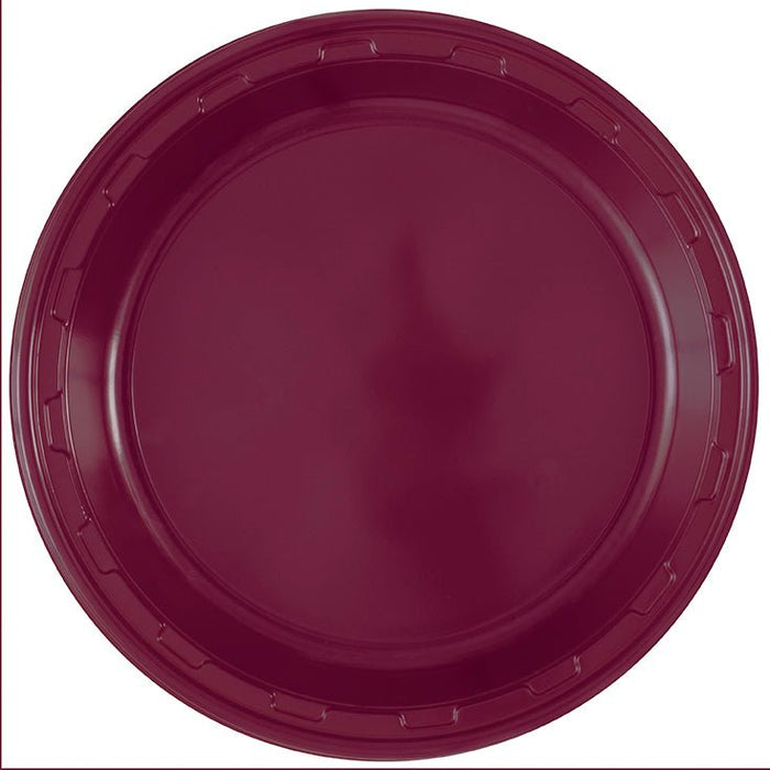 50ct 10in Plastic Plate Burgundy - Party Supplies