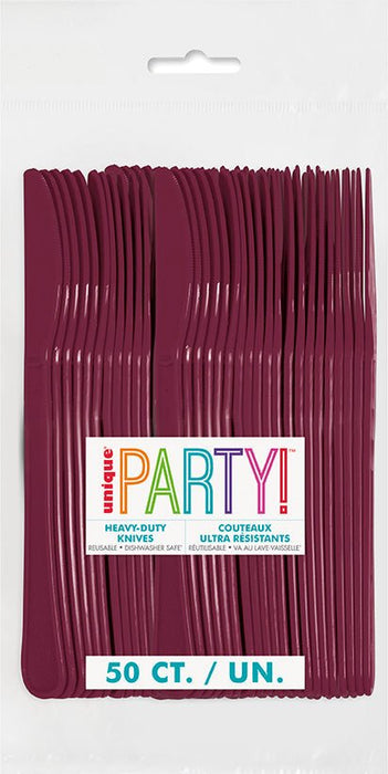 50ct Knives Burgundy Premium - Party Supplies
