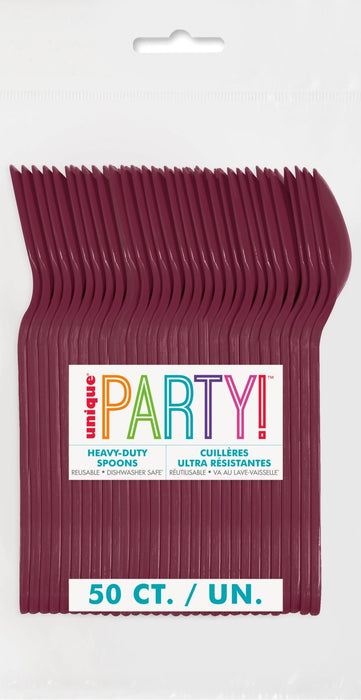 50ct Spoons Burgundy Premium - Party Supplies