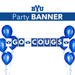 Party banner with 'BYU Party Banner' text and blue balloons on a white background