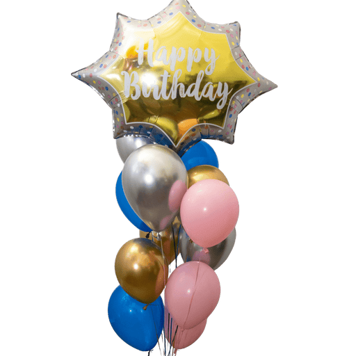 Happy Birthday Satin Gold Burst Basic Bouquet | 13 pcs - Zurchers