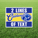 Customizable yard sign with blue and yellow design on grass