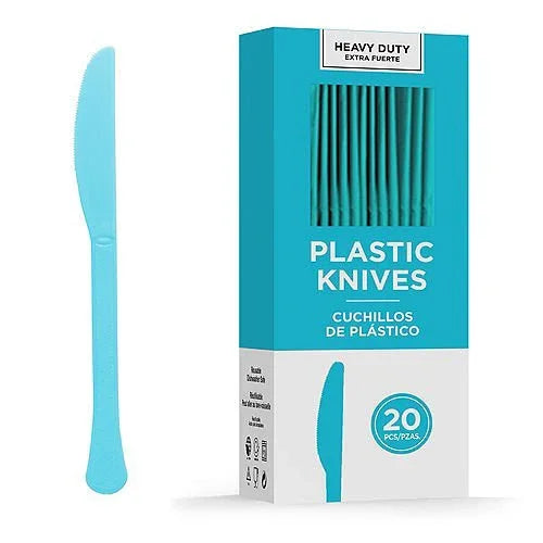 Caribbean Blue Heavy Duty Plastic Knives | 20ct - Zurchers