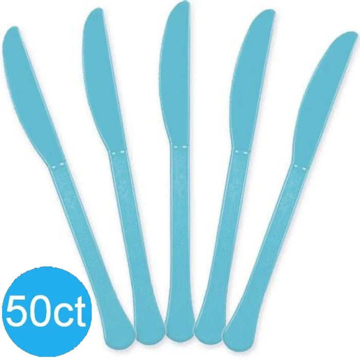 Caribbean Blue Heavy Duty Plastic Knives | 50ct - Zurchers