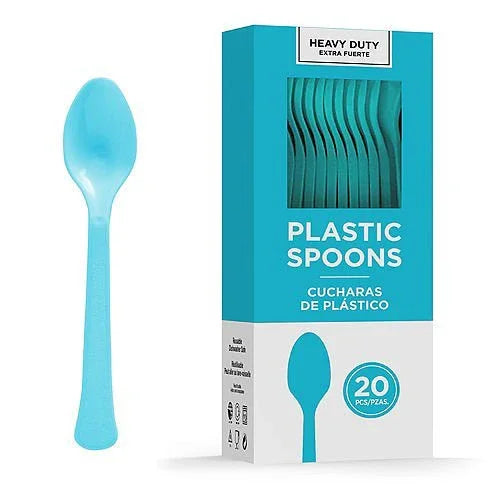 Caribbean Blue Heavy Duty Plastic Spoons | 20ct - Zurchers
