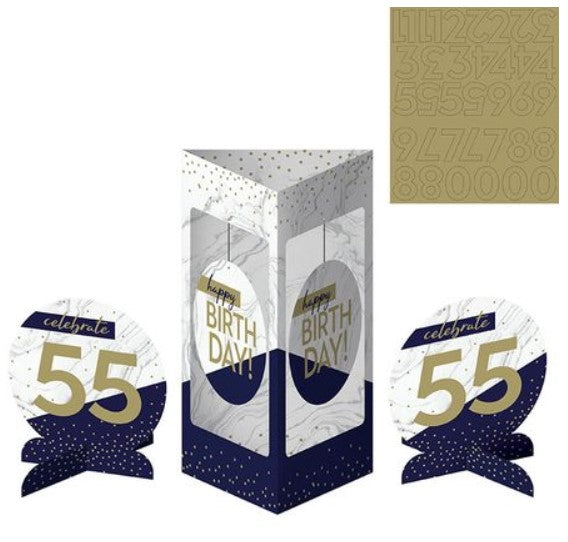 Navy & Gold Milestone Centerpiece Stands W/Stickers | 3ct