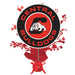 Central Bulldogs logo with red confetti on a white background
