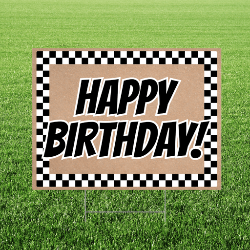 Checkered Happy Birthday Yard Sign 24x18" | 1ct