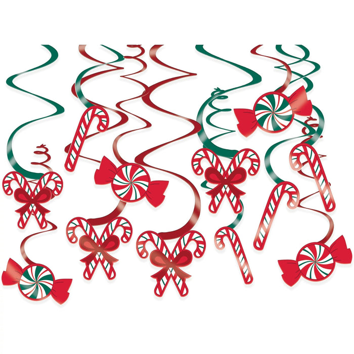 Christmas Candy Cane Swirls Decorations | 12ct - Zurchers
