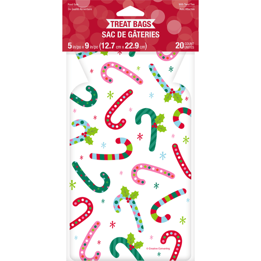 Christmas Candy Canes Shaped Cello Bags | 20ct - Zurchers