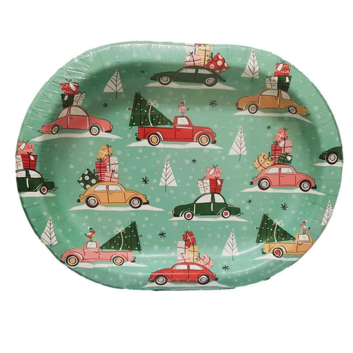 Christmas Cars Oval Paper Plates 10"x12" | 8 ct - Zurchers