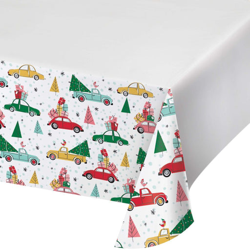 Christmas Cars Paper Tablecloth 54" x 96" | 1 ct - Zurchers