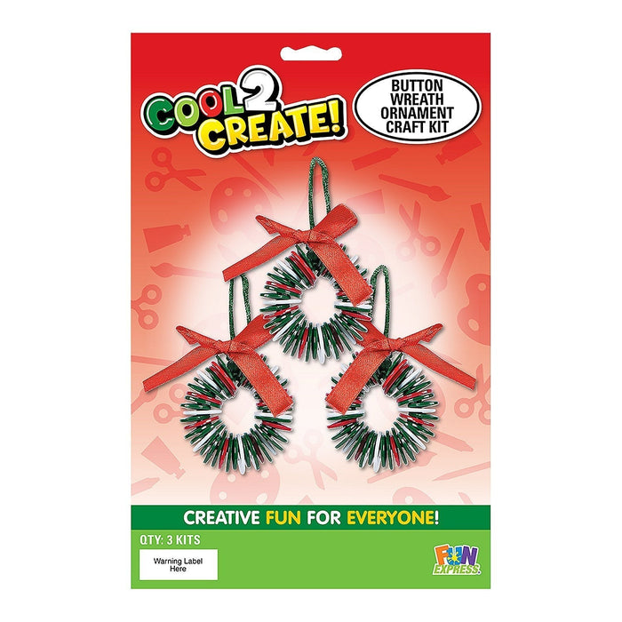 Christmas Cool2Create Green & Red Button Wreath Ornament Craft Kit | 1 Kit - Zurchers