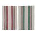 Christmas Cotton Printed Tea Towels w/ Stripes & Jute & Wood Bead Tie | 2 ct - Zurchers