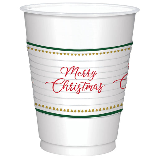 Christmas Elegant Evergreen Merry Christmas Plastic Cups 18oz | 25 ct - Zurchers