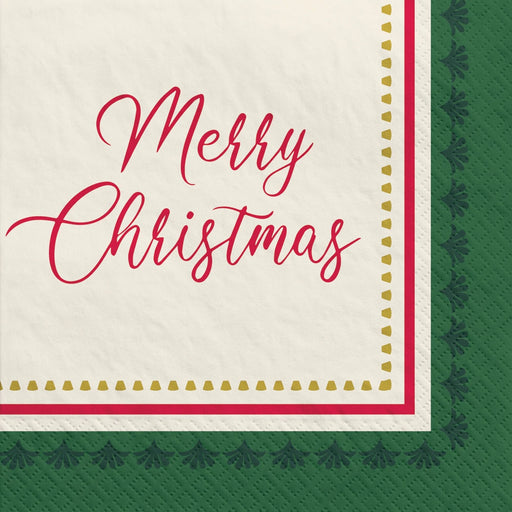 Christmas Elegant Evergreen Paper Beverage Napkins 5" | 40 ct - Zurchers