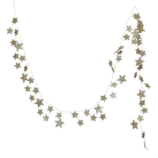 Christmas Gold Glitter Paper Star Garland 72in | 1 ct - Zurchers