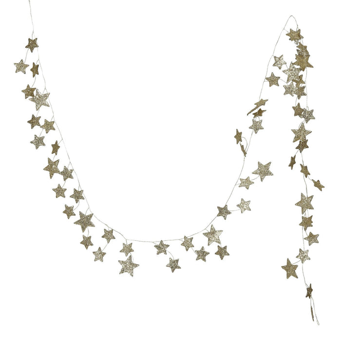 Christmas Gold Glitter Paper Star Garland 72in | 1 ct - Zurchers