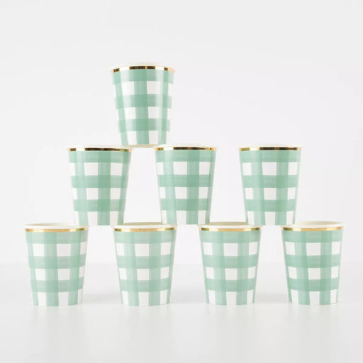 Christmas Green Gingham Cup 9 oz. | 8 ct - Zurchers