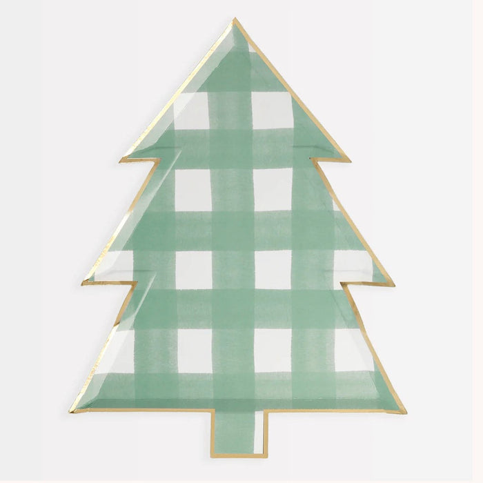 Christmas Green Gingham Tree Plates 9" | 8 ct - Zurchers