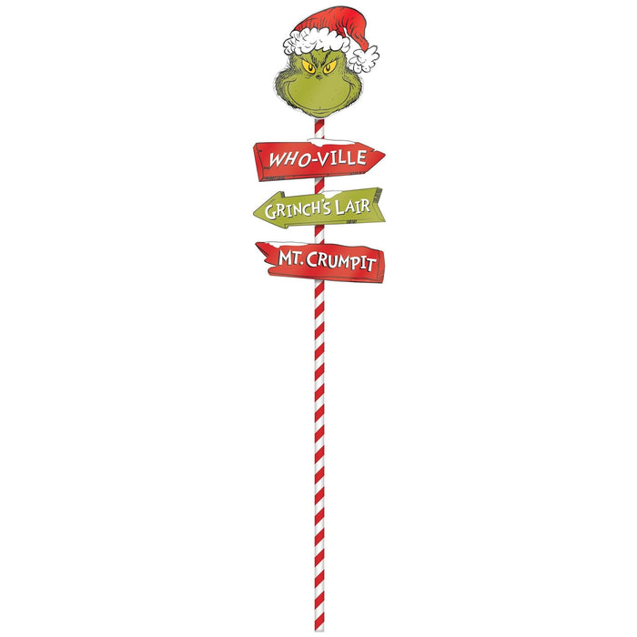 Christmas Grinch Directional Metal Yard Stake | 1ct - Zurchers