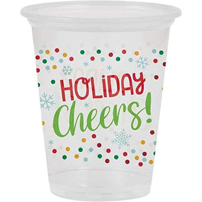 Christmas Holiday Cheers Clear Plastic Cup 16oz | 8ct - Zurchers