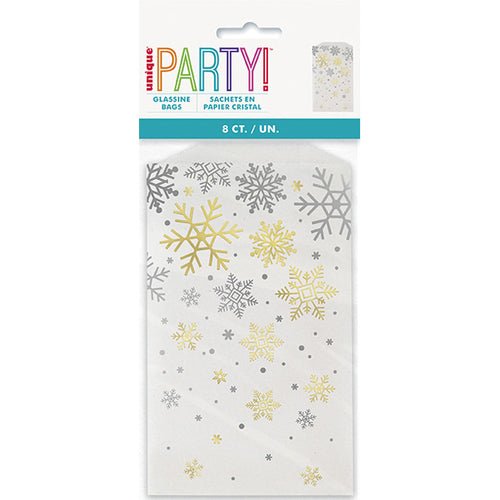 Christmas Holiday Snowflakes Glassine Treat Bags 4" x 6.5" | 8 ct - Zurchers