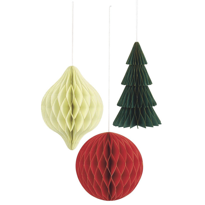 Christmas Honeycomb Hanging Decorations | 3ct - Zurchers
