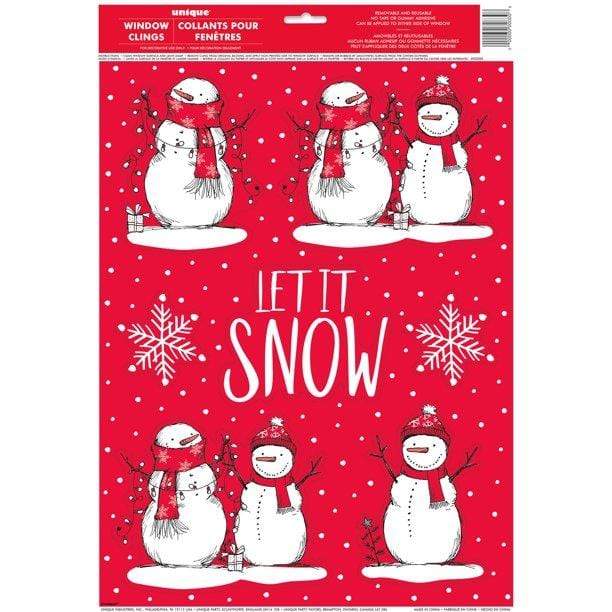 Christmas Let It Snow Snowman Window Clings | 1ct - Zurchers