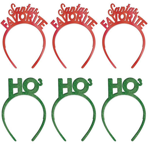 Christmas Metallic Red & Green Friendsmas Plastic Headbands | 6 ct - Zurchers