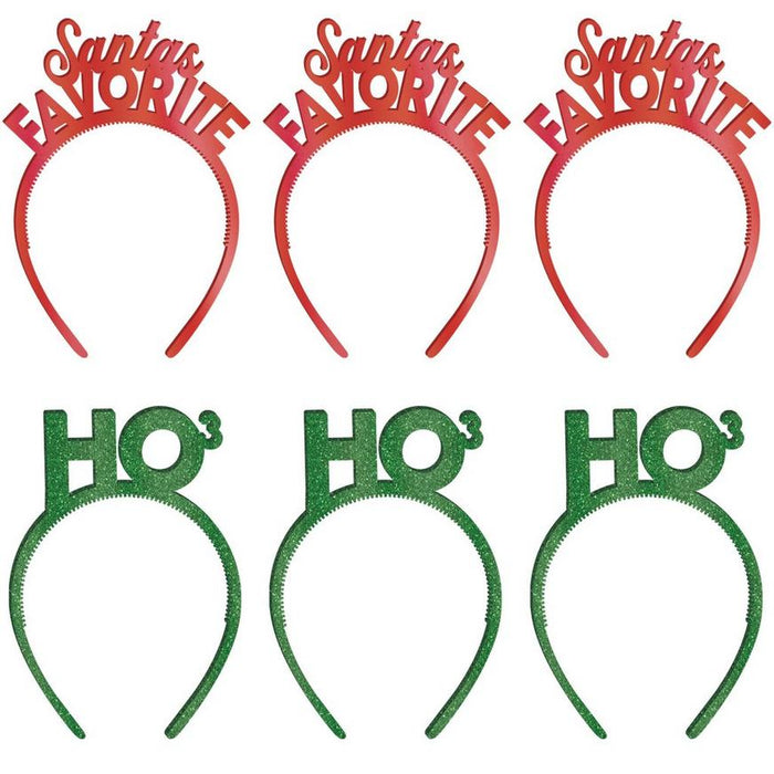 Christmas Metallic Red & Green Friendsmas Plastic Headbands | 6 ct - Zurchers