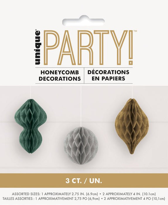 Christmas Mini Honeycomb Ornament Hanging Decorations | 3ct - Zurchers