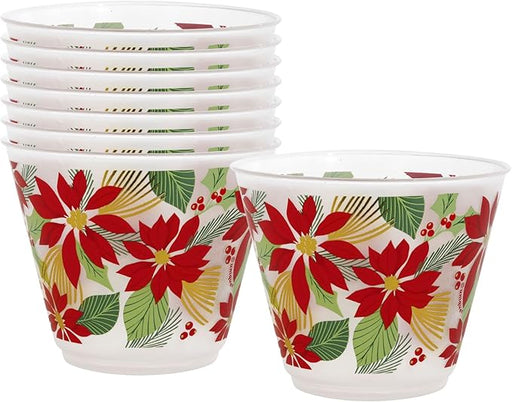 Christmas Poinsettia Plastic Tumblers 9oz | 8 ct - Zurchers