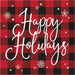 Christmas Red & Black Plaid Happy Holidays Lunch Napkins | 16ct - Zurchers