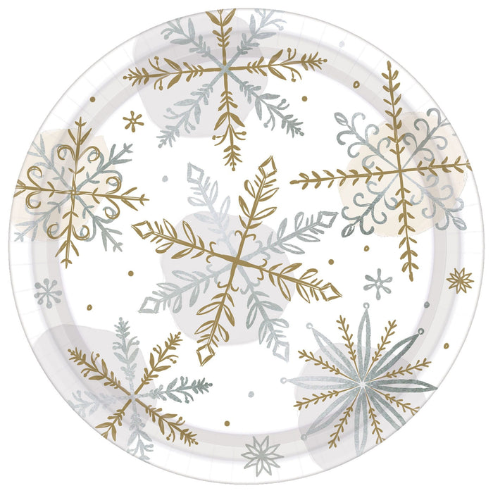 Christmas Shinning Snow Paper Plates 7" | 8ct - Zurchers