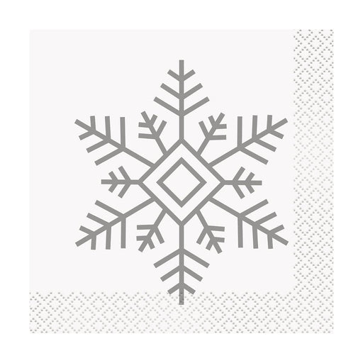 Christmas Silver Snowflake Beverage Napkin | 16ct - Zurchers