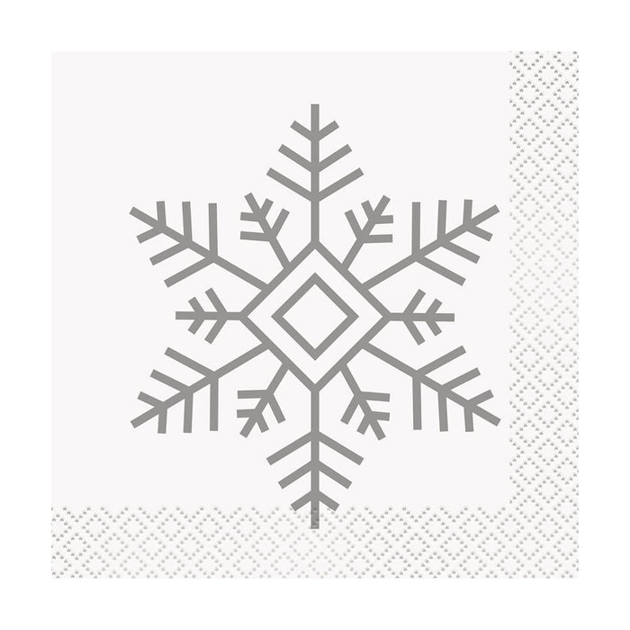 Christmas Silver Snowflake Beverage Napkin | 16ct - Zurchers