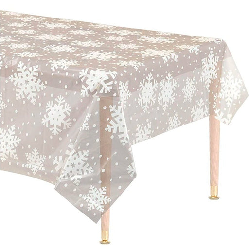 Christmas Snowflakes Clear Plastic Tablecover | 1ct - Zurchers