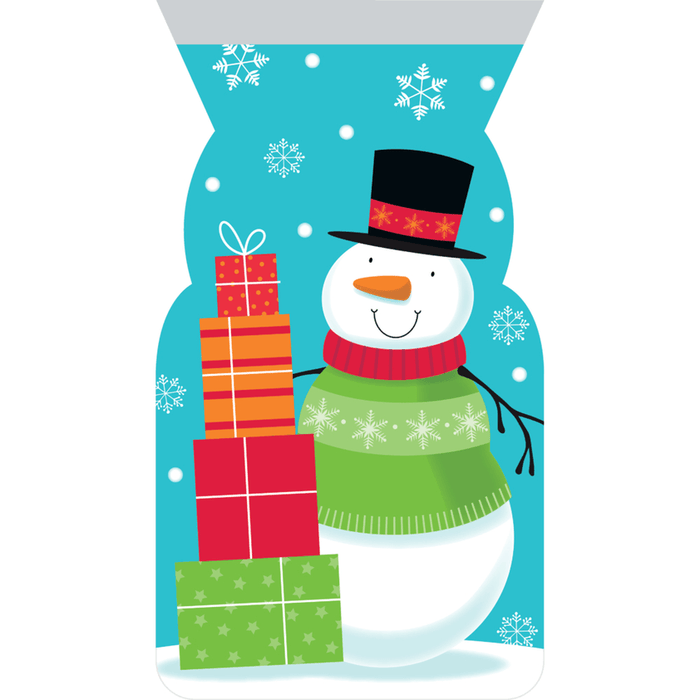 Christmas Snowman and Present Zipper Cello Bags | 12ct - Zurchers