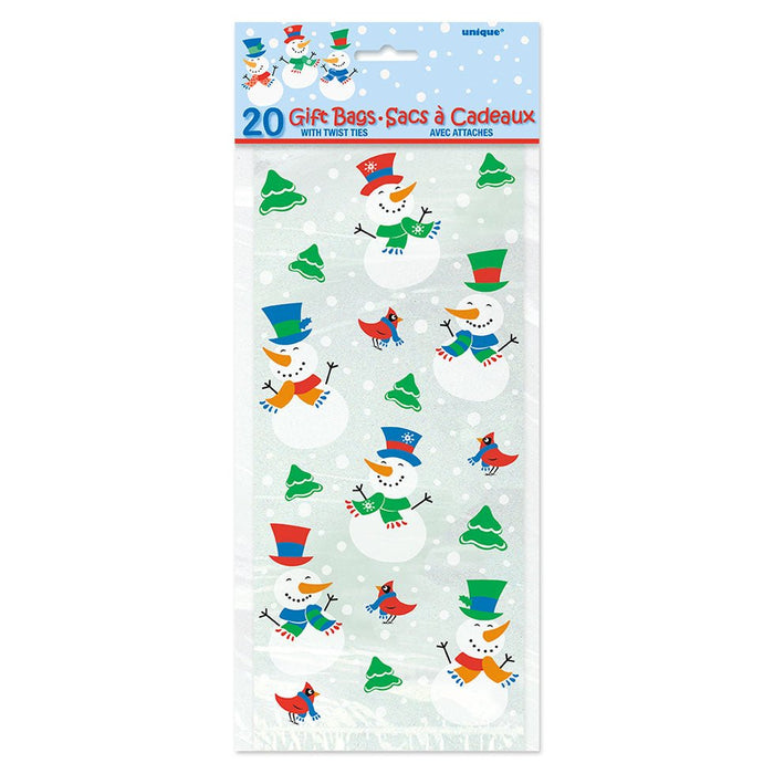 Christmas Snowman Glee Cello Bags 5" X 11" | 20 ct - Zurchers