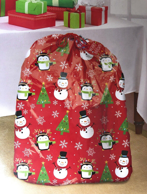 Christmas Snowy Friends Large Plastic Gift Sack 56"x44" | 1ct - Zurchers