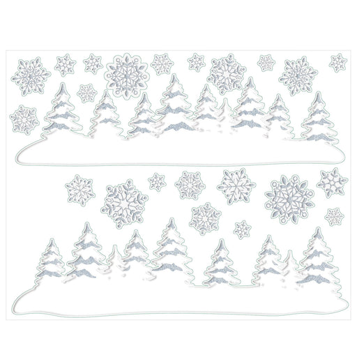 Christmas Snowy Glitter Vinyl Window Decorations | 1ct - Zurchers