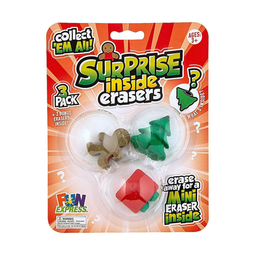 Christmas Surprise Inside Erasers | 3 ct - Zurchers