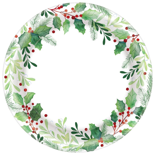 Christmas Traditional Holly Paper Plates 7" | 50ct - Zurchers