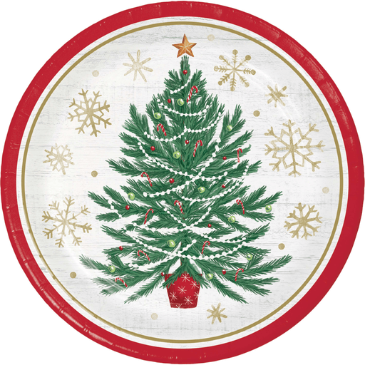 Christmas Tree Plate with Snowflakes and Candy Canes | 1ct - Zurchers